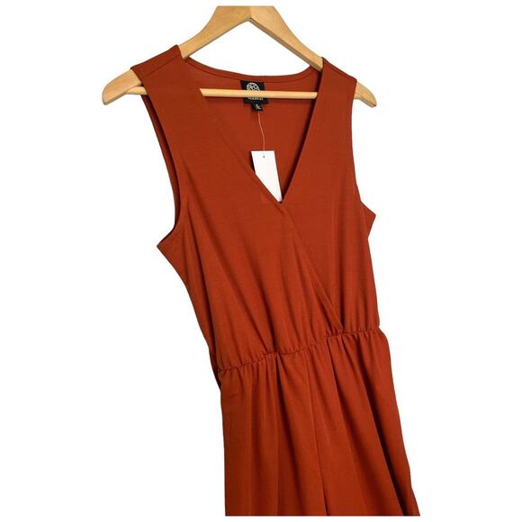 New Bobeau Jumpsuit Womens Small Orange Sleeveless Cropped V Neck Belted Boho - Picture 6 of 15